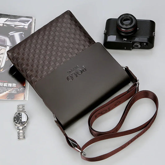 Checkered crossbody bag.