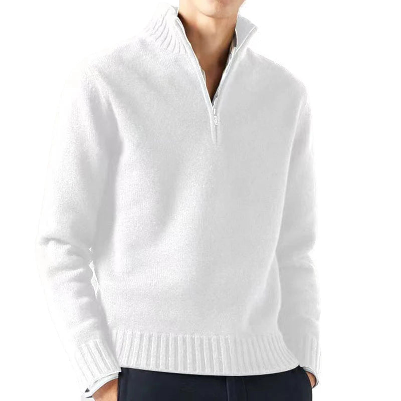 High-neck knit sweater.