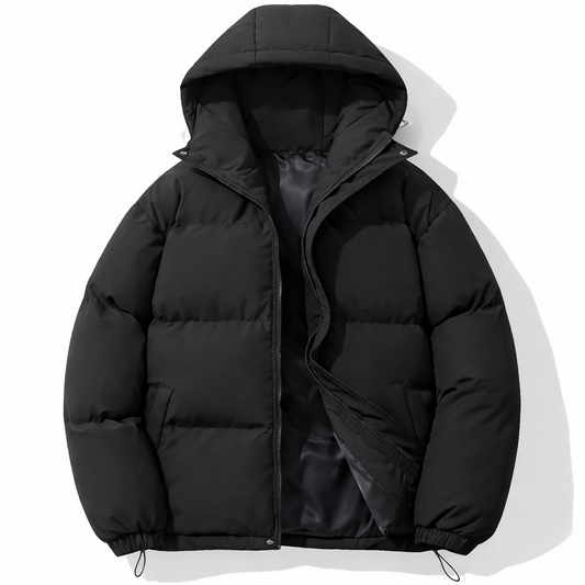 Casual cotton jacket with hood.