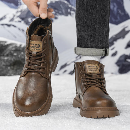 Men's casual high-top leather boots