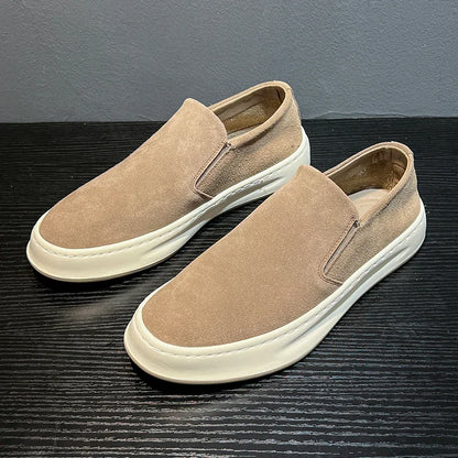 Suede moccasins.
