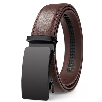Leather belts with automatic buckle.