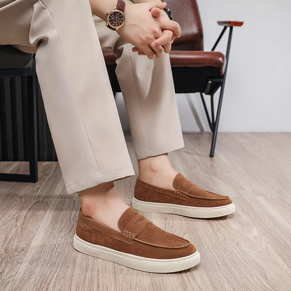 Men's suede moccasins, classic style.