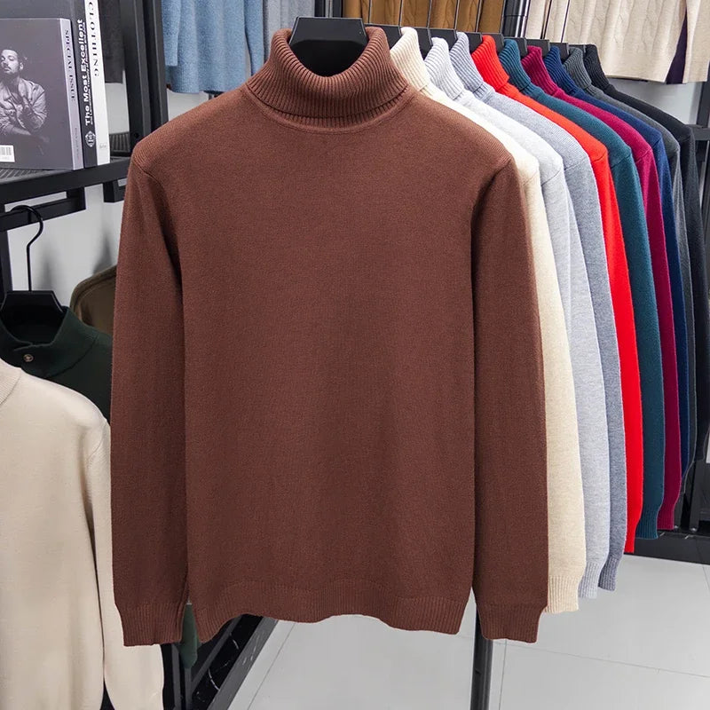 High-neck knit sweater.