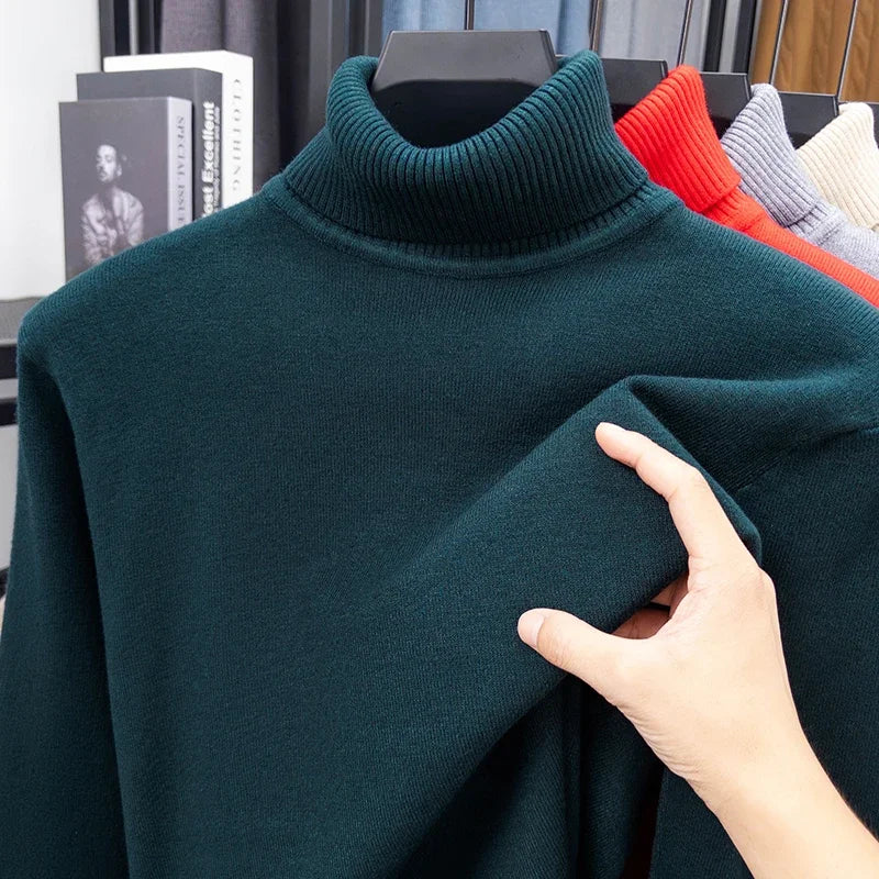 High-neck knit sweater.