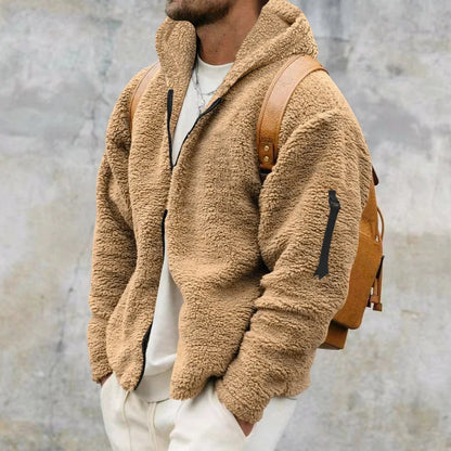 Double-sided wool jacket with hood.