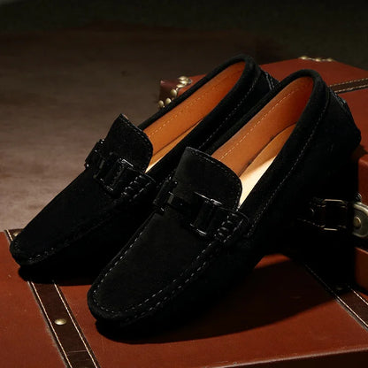 Leather and suede moccasins.