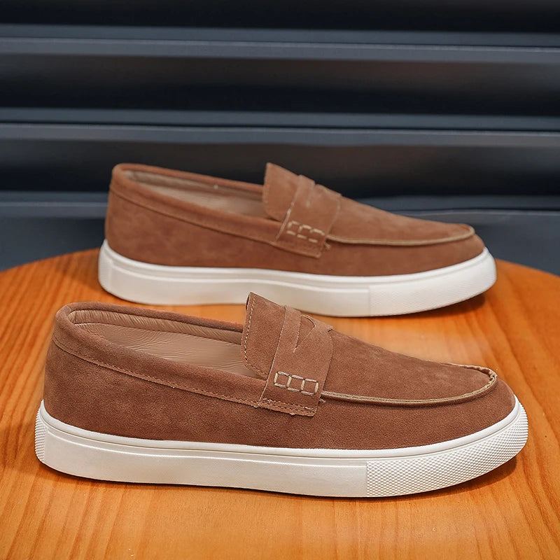 Men's suede moccasins, classic style.