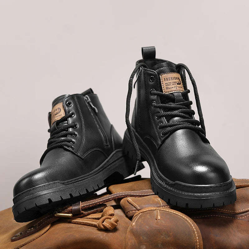 Men's casual high-top leather boots