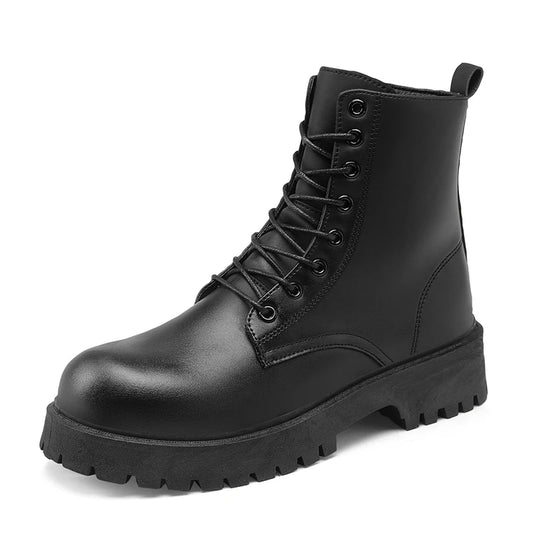 Casual leather boots with a thick sole.