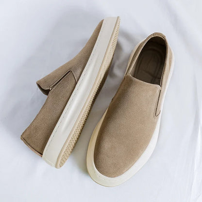 Suede moccasins.