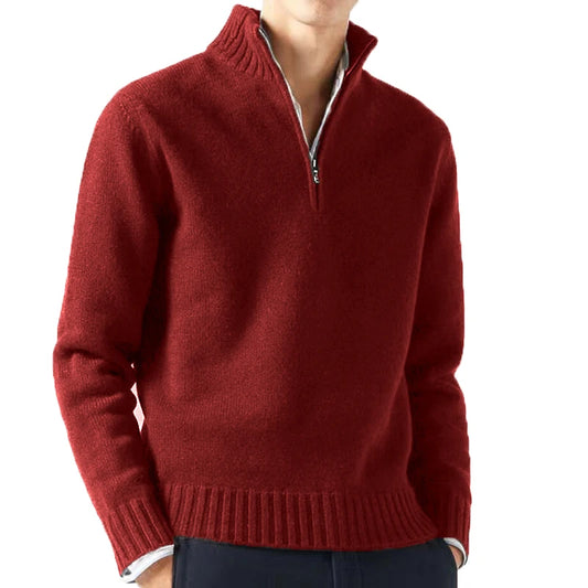 High-neck knit sweater.