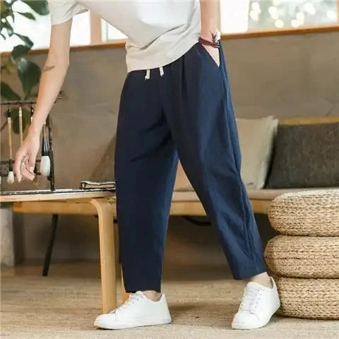 Cotton and linen trousers.