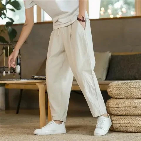 Cotton and linen trousers.