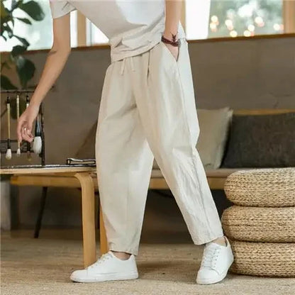 Cotton and linen trousers.