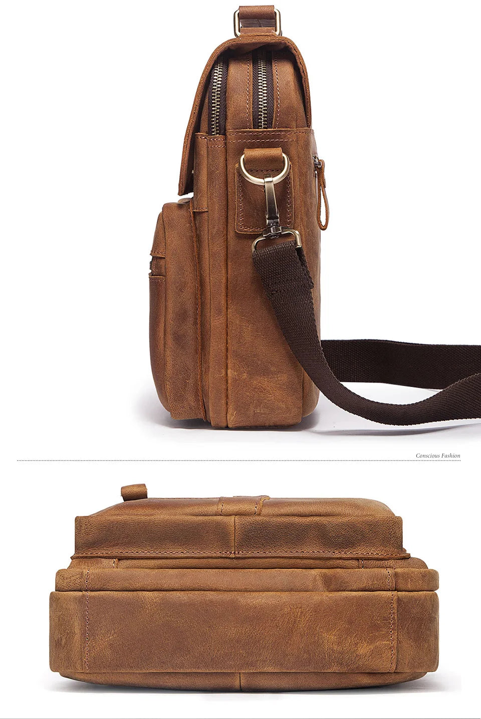 Leather crossbody bag.