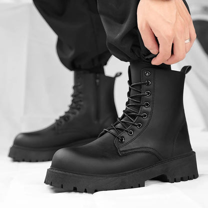 Casual leather boots with a thick sole.