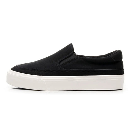 Wide-toe slip-on sneakers.