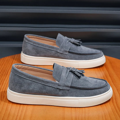 Men's suede moccasins, classic style.
