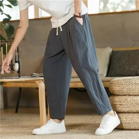 Cotton and linen trousers.