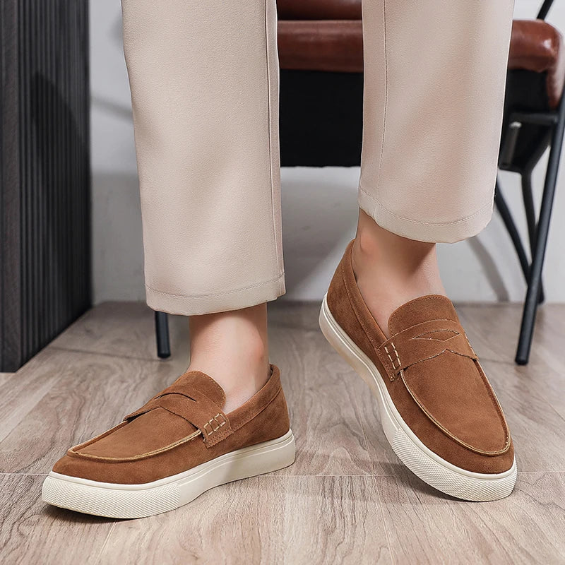 Men's suede moccasins, classic style.