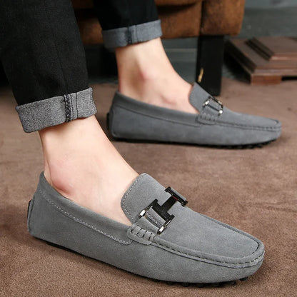 Leather and suede moccasins.