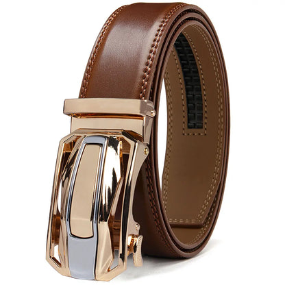 Genuine leather belt with automatic buckle.