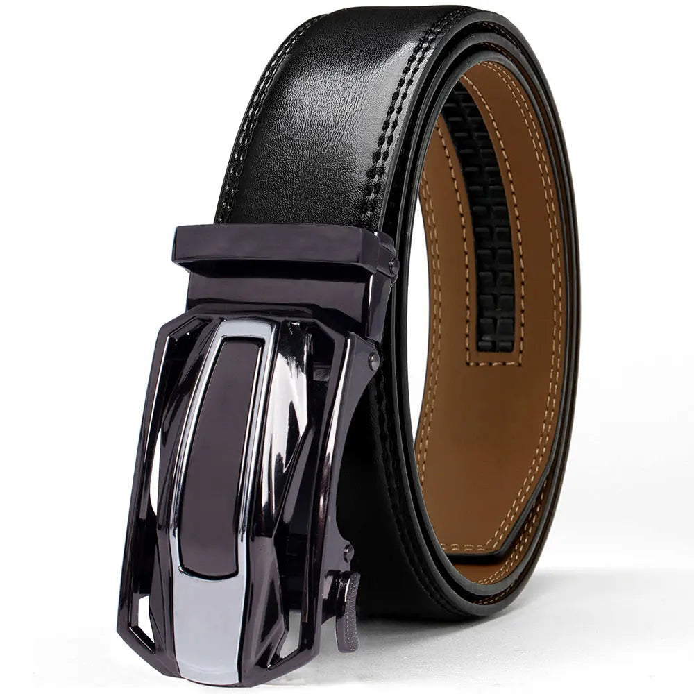 Genuine leather belt with automatic buckle.