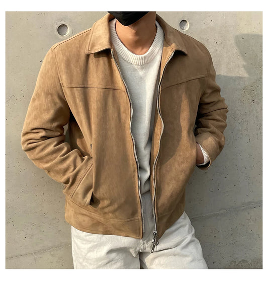 Men's casual jacket, zip closure, long sleeves, and regular fit.