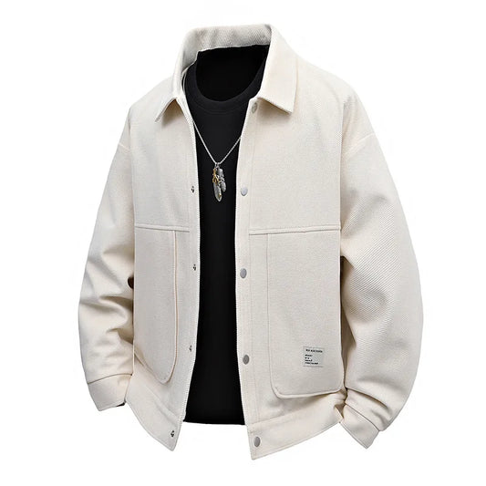 Modern men's jacket with a retro collar, casual and versatile.