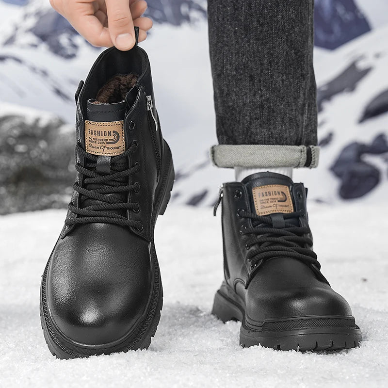 Men's casual high-top leather boots