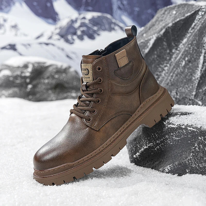 Men's casual high-top leather boots
