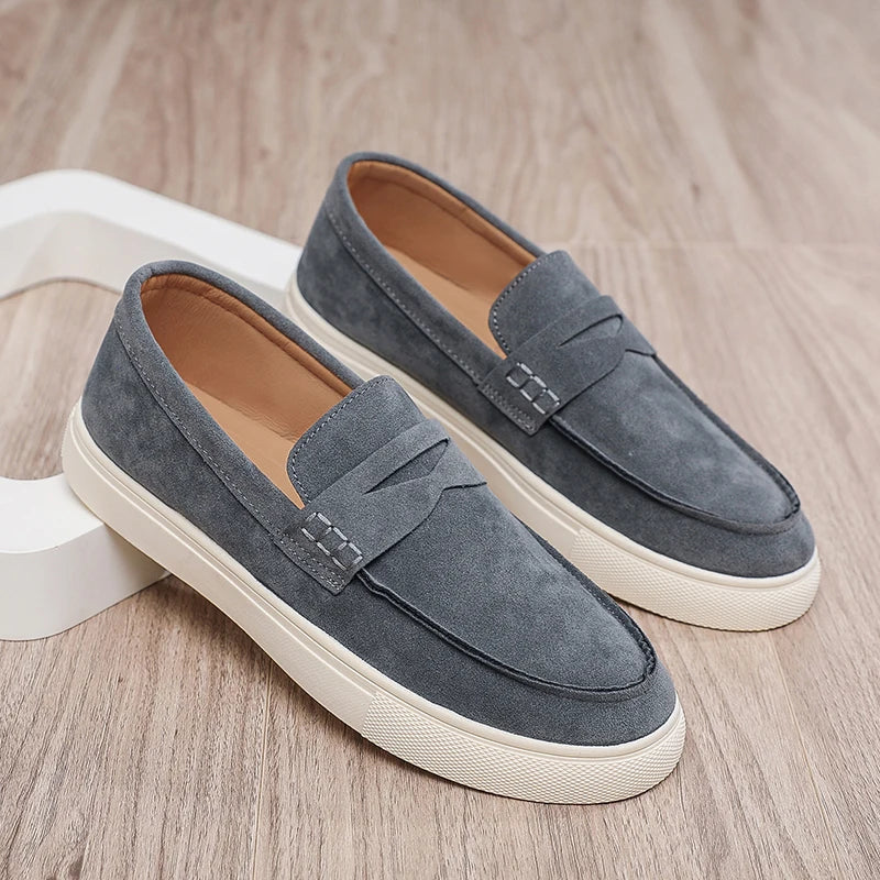 Men's suede moccasins, classic style.