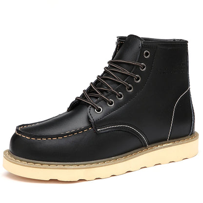 Men's casual high-top leather shoes.