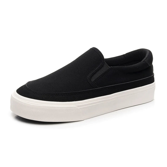 Wide-toe slip-on sneakers.