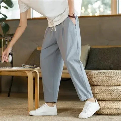 Cotton and linen trousers.