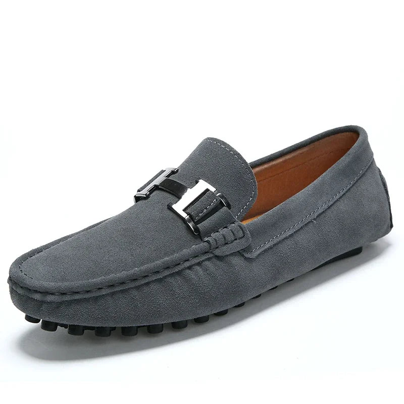 Leather and suede moccasins.