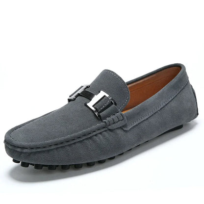 Leather and suede moccasins.