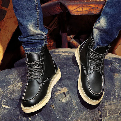 Men's casual high-top leather shoes.