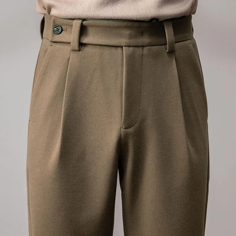 Trousers made of thick wool.
