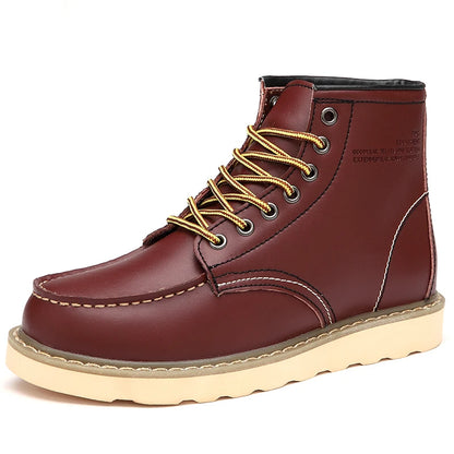 Men's casual high-top leather shoes.
