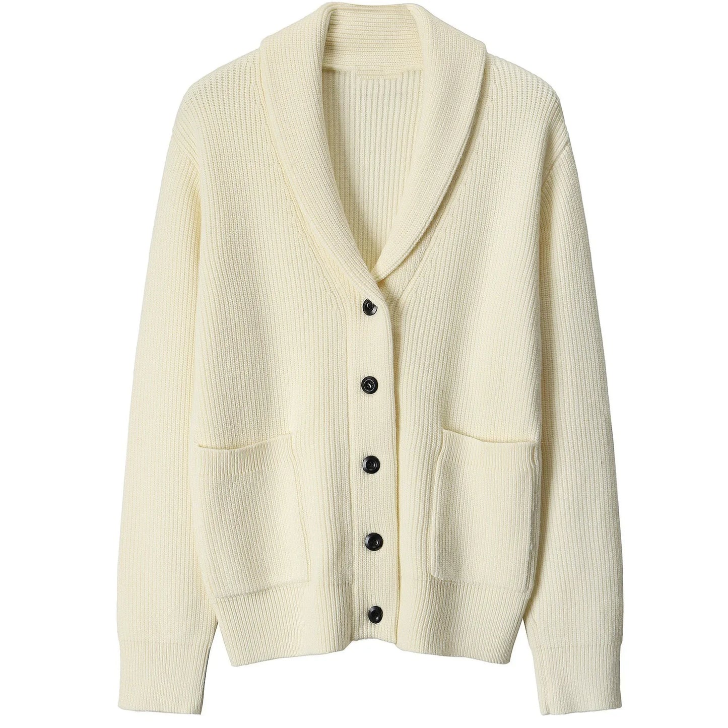 Men's open cardigan with V-neck.