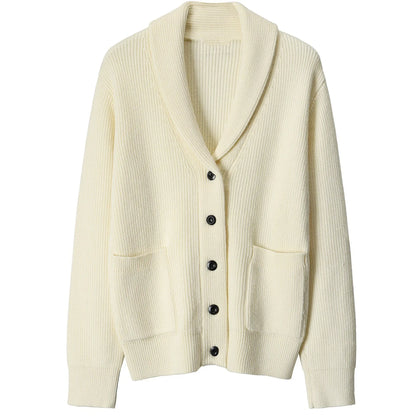 Men's open cardigan with V-neck.