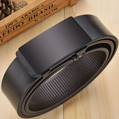 Leather belt with automatic buckle.