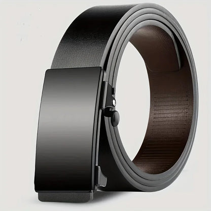 Leather belt with automatic buckle.