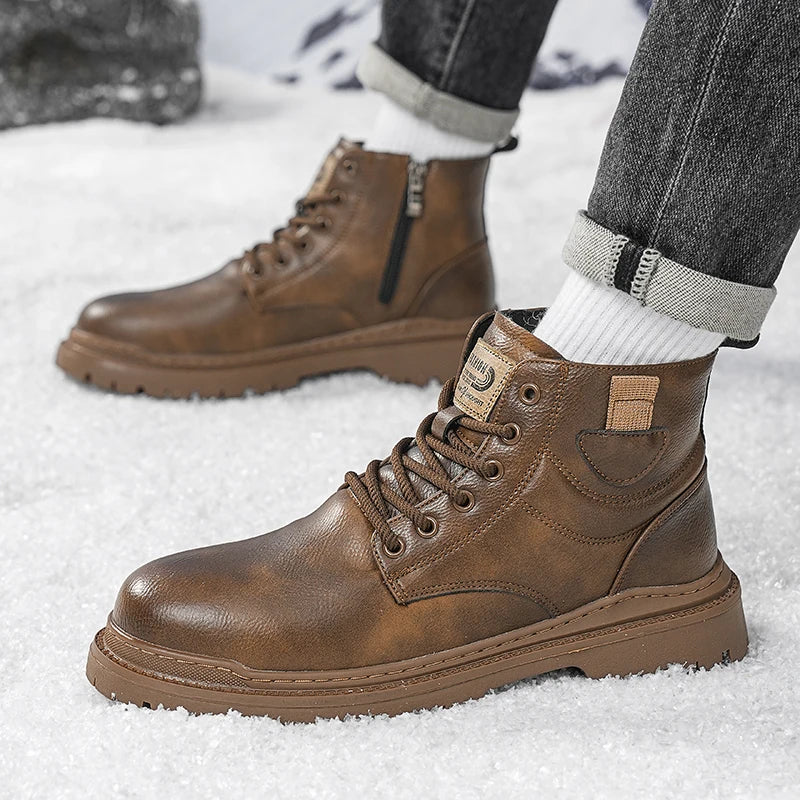Men's casual high-top leather boots