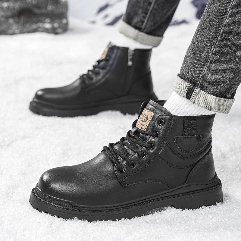 Men's casual high-top leather boots