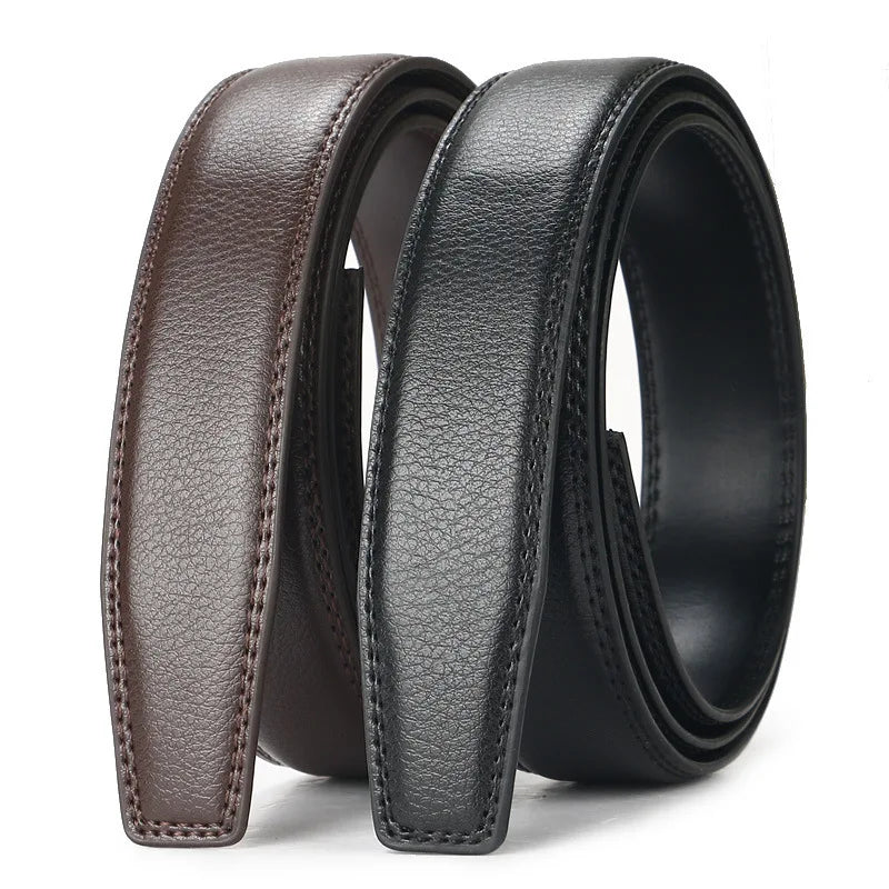Leather belts with automatic buckle.