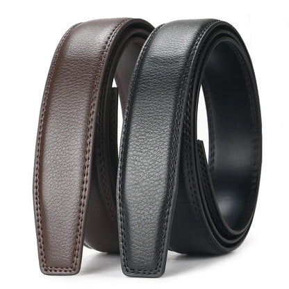 Leather belts with automatic buckle.