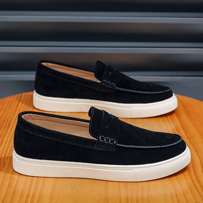 Men's suede moccasins, classic style.